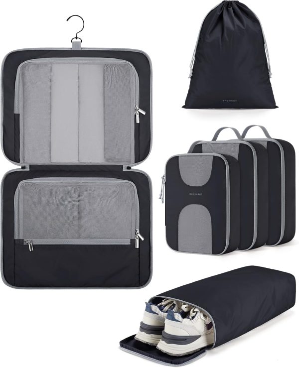 Hanging Compression Packing Cubes, 6 Set Large Suitcase Organizer Bags Set, Cruise Travel Essentials for Women