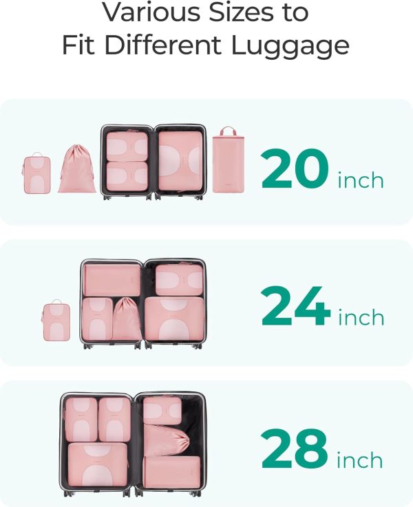 Hanging Compression Packing Cubes, 6 Set Large Suitcase Organizer Bags Set, Cruise Travel Essentials for Women - Image 5
