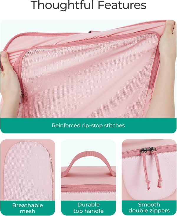 Hanging Compression Packing Cubes, 6 Set Large Suitcase Organizer Bags Set, Cruise Travel Essentials for Women - Image 6
