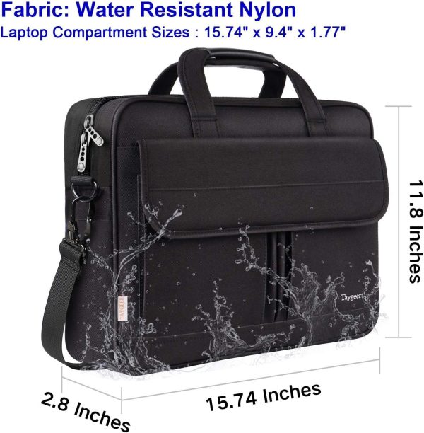 Taygeer Laptop Bag 15.6 Inch, Business Briefcase Gifts for Men Women, Water Resistant Messenger Shoulder Bag with Strap, Premium Office Bag, Carry On Laptop Case for Notebook/Computer/Laptop, Black - Image 3